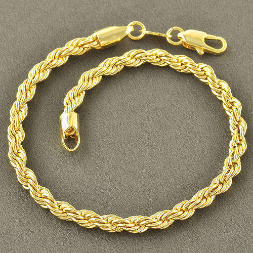 Mens Stunning 9K Yellow Gold Filled Rope Link HandChain  ( 23cm )